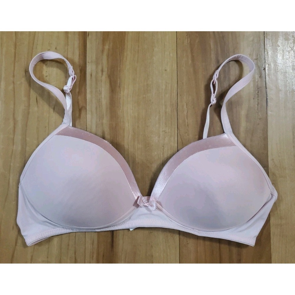 Warners Satin Tuxedo Contour Bra 36B Light Pink Wireless 02023